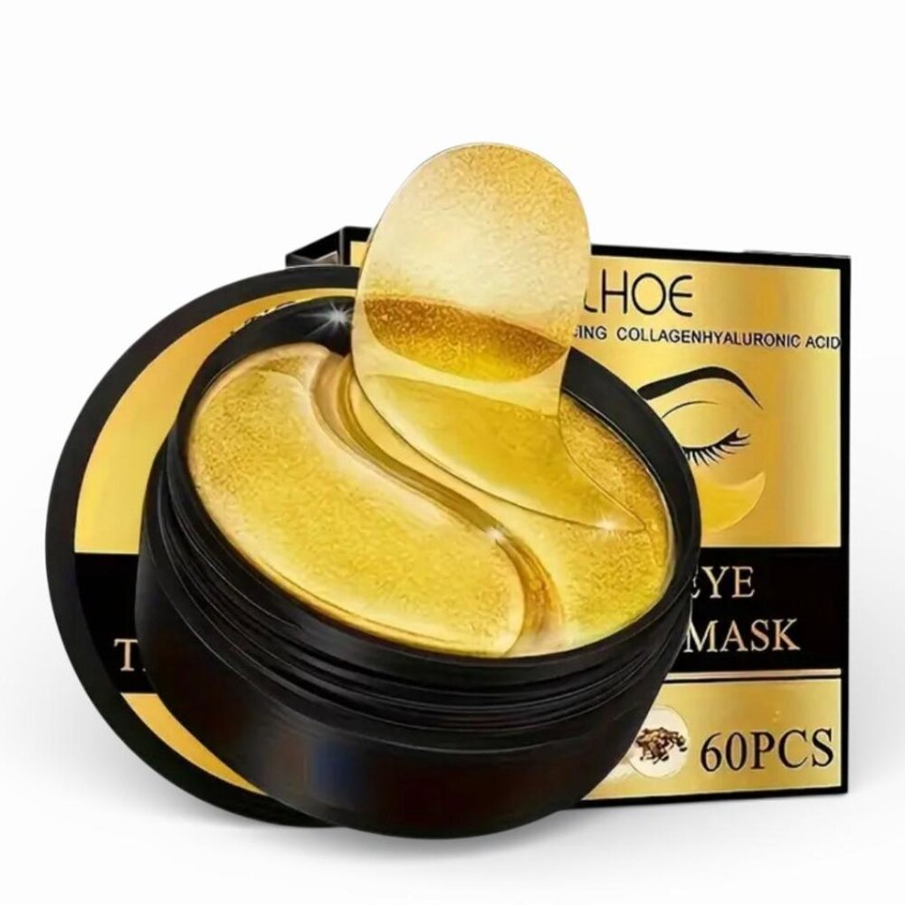 NEW- 60 Pcs 24K Gold Under Eye Patches, Anti-Aging Eye Mask Infused Collagen